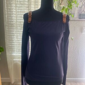 Escada Navy blue Long Sleeve Top with Brown Accents